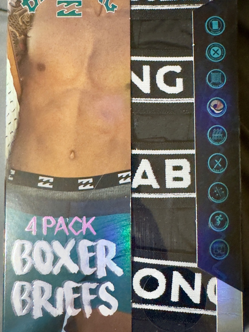 Billabong Black Boxer Briefs 4-Pack with White Logo Trim